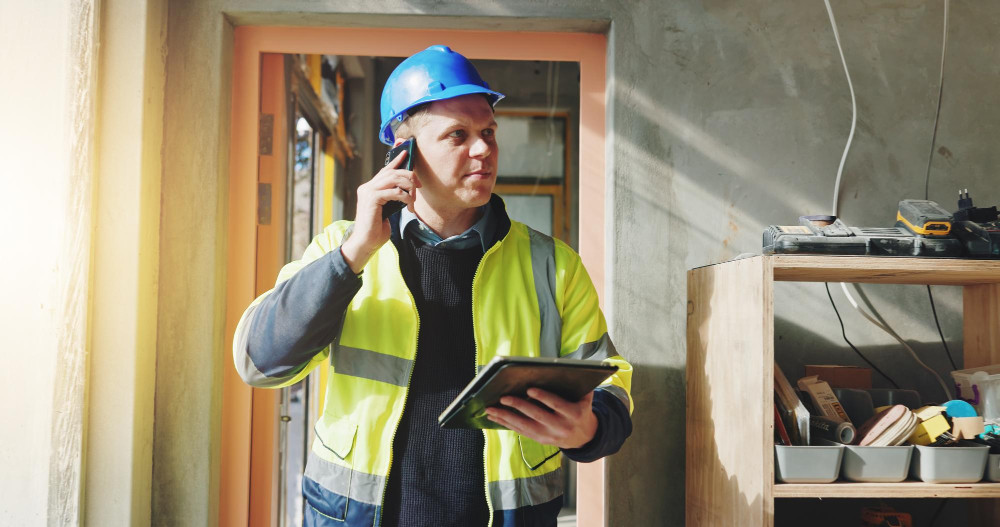 Trabajador de construcción en Nevada revisando sus horas trabajadas y el pago de tiempo extra diario