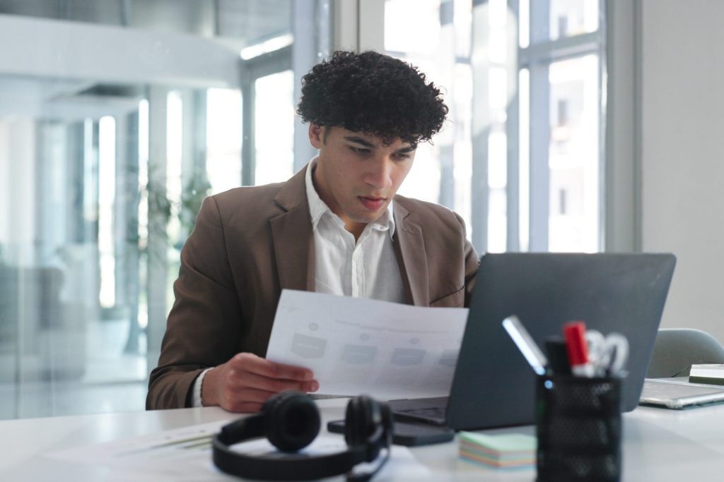 Employee reviewing documents about wrongful termination in Nevada